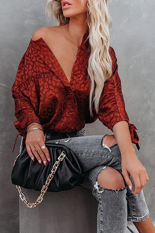 Charming New Day Print Babydoll Button Up Top