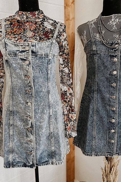 Uniquely Beloved Medium Wash Denim Mini Dress