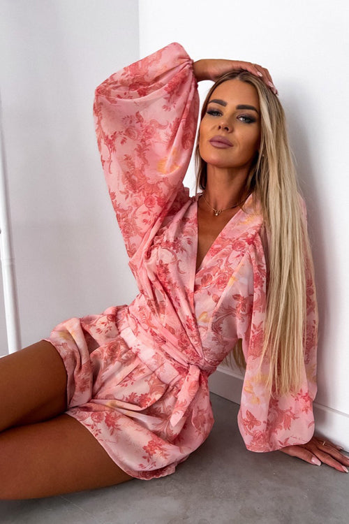 Sunlit Days Ahead Printed Wrap Romper