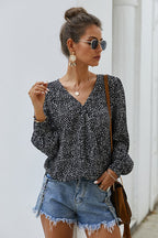 Draw You Close Printed Long Sleeve Wrap Top