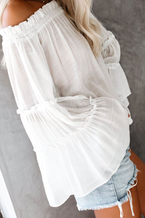 In the Breeze Ruffle Off Shoulder Shirt