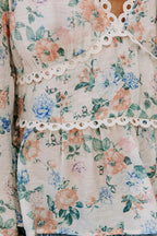 Romance-Inspired Mood Floral Crochet Peplum Top