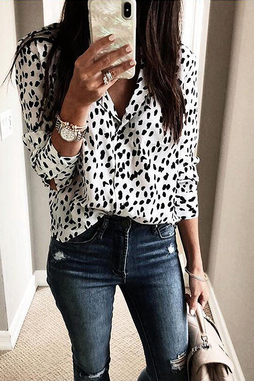 Everlee Leopard Print Long Sleeve Shirt