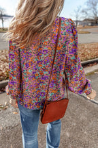 Celebrating Life Printed Smocked Long Sleeve Top