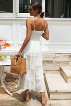 Moving Forward White Lace Sleeveless Maxi Dress