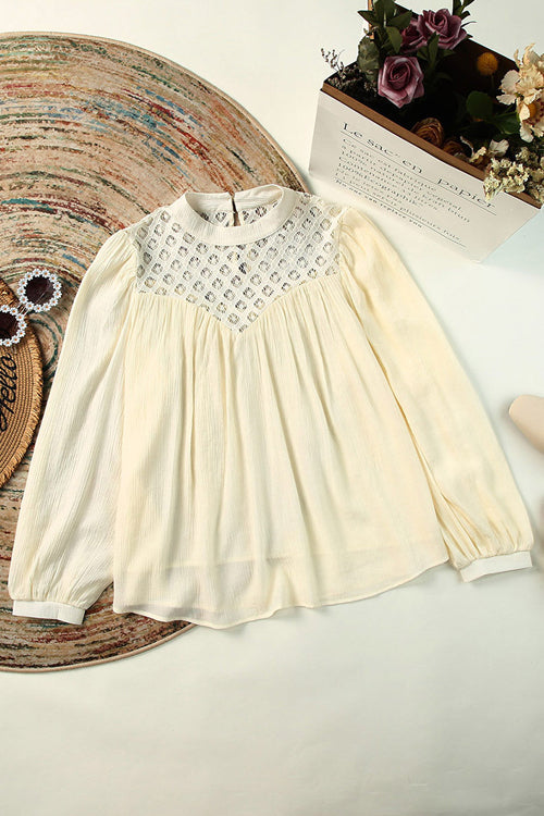 Romance-Inspired History Lace Balloon Long Sleeve Top