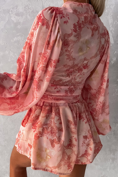 Sunlit Days Ahead Printed Wrap Romper
