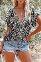 Blissful Getaway Floral Print Button-Up Top