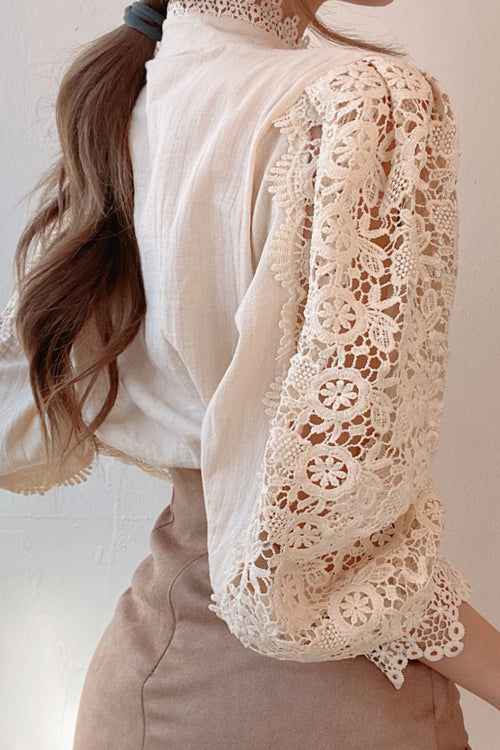 Lasting Feeling Lace Button Up Top