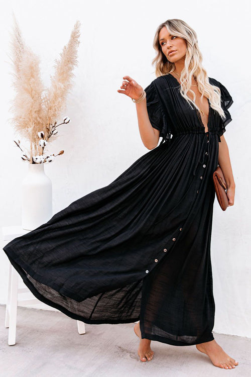 Golden Glow & Playful Spirit Ruffled Beach Wear Maxi Dress - 8 Colors