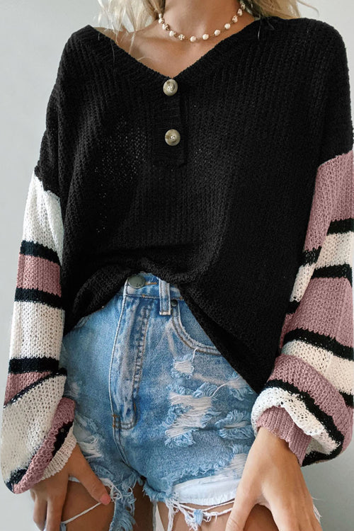 Warm Affection Striped Button Up Knit Sweater