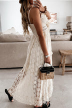 Come To Me Lace Tassel High-Low Maxi Dress
