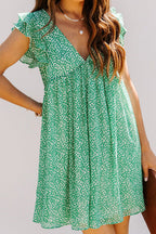 Only A Reverie Green Printed Mini Dress