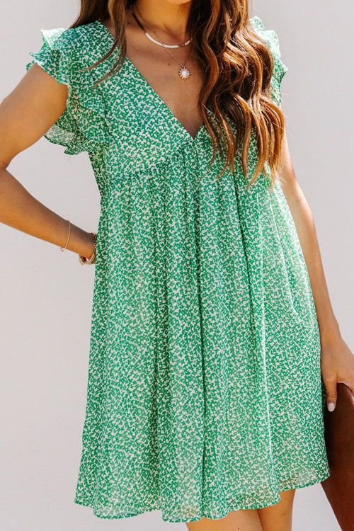 Only A Reverie Green Printed Mini Dress