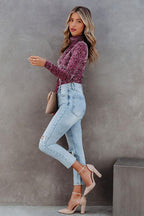 Room To Roam High Neck Velvet Top