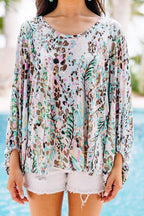 Express Your Heart Print Balloon Sleeve Top