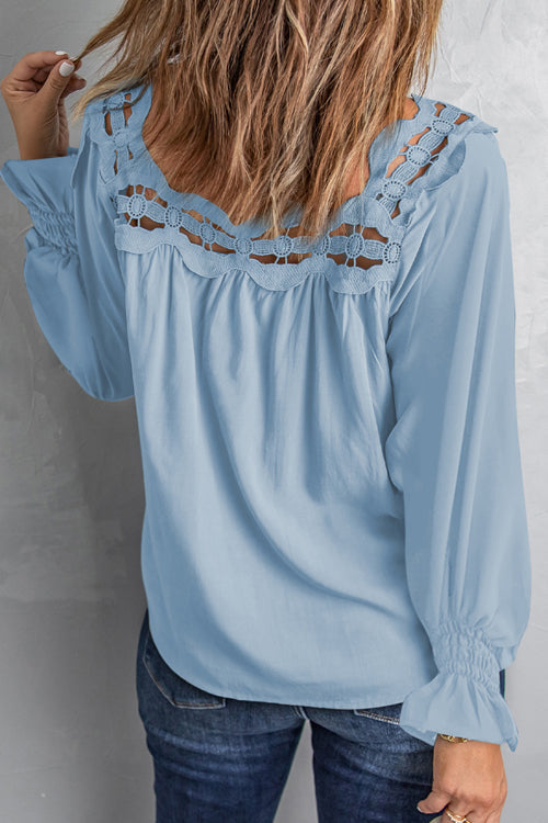 Romance-Inspired History Crochet Long Sleeve Top