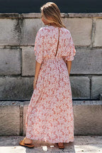 Joyful Days Are Here Print High-Slit Maxi Dress