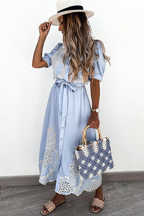 Impeccably Refined Embroidery Maxi Dress