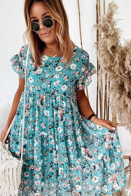 Feels Right Floral Print Short Sleeve Mini Dress
