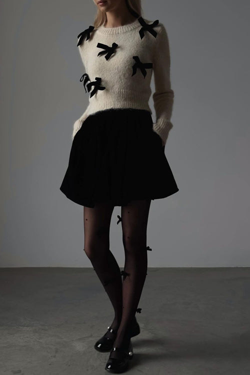 Delightful Comfort Bow Embellished Knit Sweater