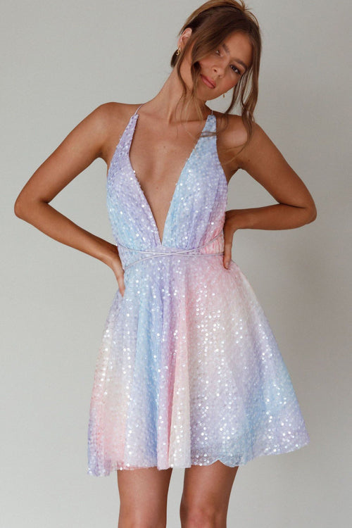 Light Up The Evening Sequin Backless Mini Dress