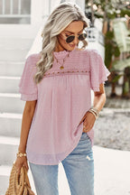 Delightful One Swiss Dot Lace Short Sleeve Top