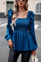 Into Your Heart Ruffled Smocked Long Sleeve Top