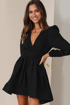 On The Chase V-Neck Long Sleeve Mini Dress