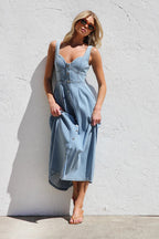 Didi Corset Bodice Denim Midi Dress