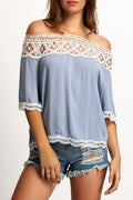 Delightful Memories Off the Shoulder Eyelet Top