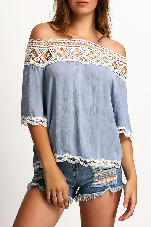 Delightful Memories Off the Shoulder Eyelet Top