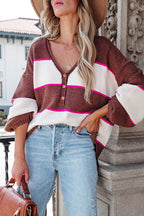 By Your Side Striped Button Knit Sweater
