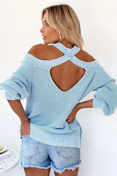Most Delightful Treat Cold Shoulder Knit Sweater