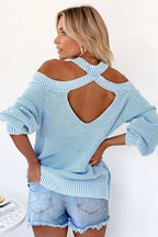 Most Delightful Treat Cold Shoulder Knit Sweater