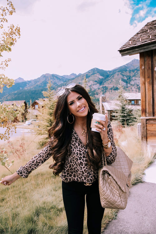 Everlee Leopard Print Long Sleeve Shirt