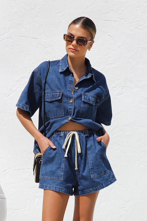 Made For You Short Sleeve Denim Set