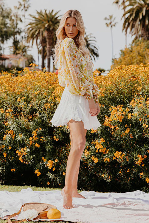 Sunlit Escape Floral Printed Smocked Top