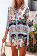 Right Now Print Button Down Tunic