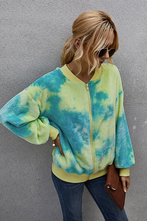 Autumn Ready Tie-Dye Fluffy Jacket