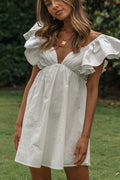 Send You Affection White Ruffle Babydoll Mini Dress