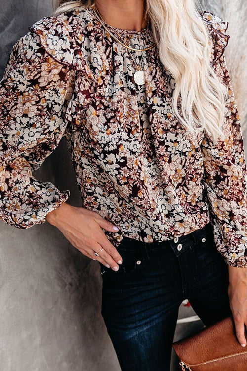Charm Hunter Floral Print Long Sleeve Top