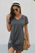 Romance-Inspired Effect Short Sleeve Mini Dress