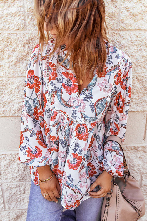 Golden Afternoon Print Long Sleeve Top