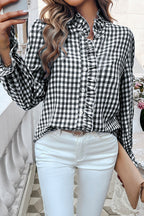 Captivating Sense Gingham Button-Up Top