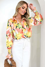 Completely Captivated Collared Print Long Sleeve Top