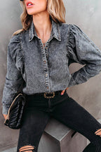 Western Escape Denim Button Down Long Sleeve Top