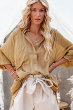 Affection Life Oversized Pocket Balloon Sleeve Shirt