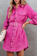 Catch Your Self Corduroy Button Up Mini Dress