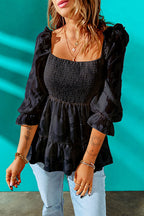 Golden Afternoon Textured Pleated Top